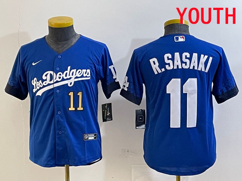 Youth Los Angeles Dodgers 11 R.Sasaki Blue City Edition Game 2025 Nike MLB Jersey style 4